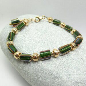 Cane glass and 14k gold filled bead bracelet